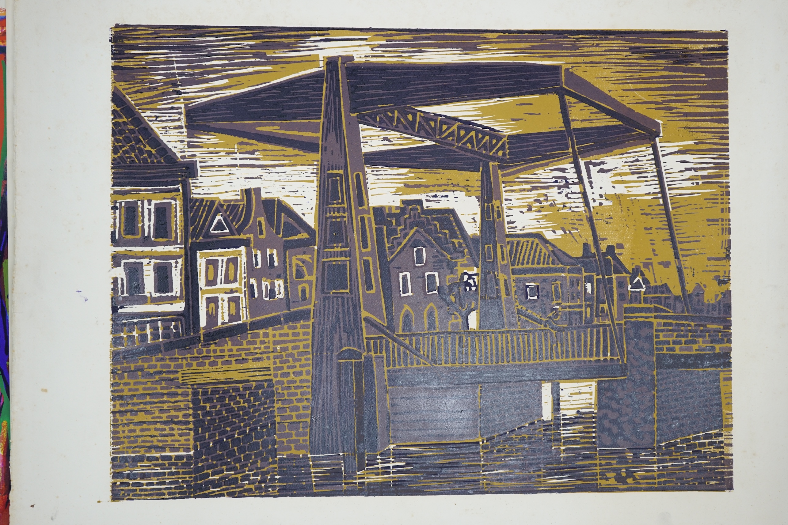 David Smith (British, 1930-1999), six colour screenprints including: 'House in Amsterdam', 'Tulip Fields in Holland' and 'Street Scene', some signed in pencil and limited edition, largest 74 x 100cm, unframed. Condition